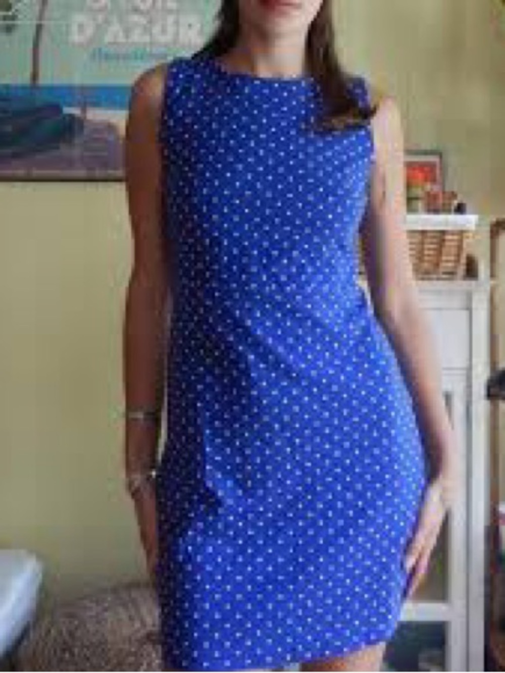 Old Navy Women’s Sleeveless Royal Blue Polka Dot Work Dress
